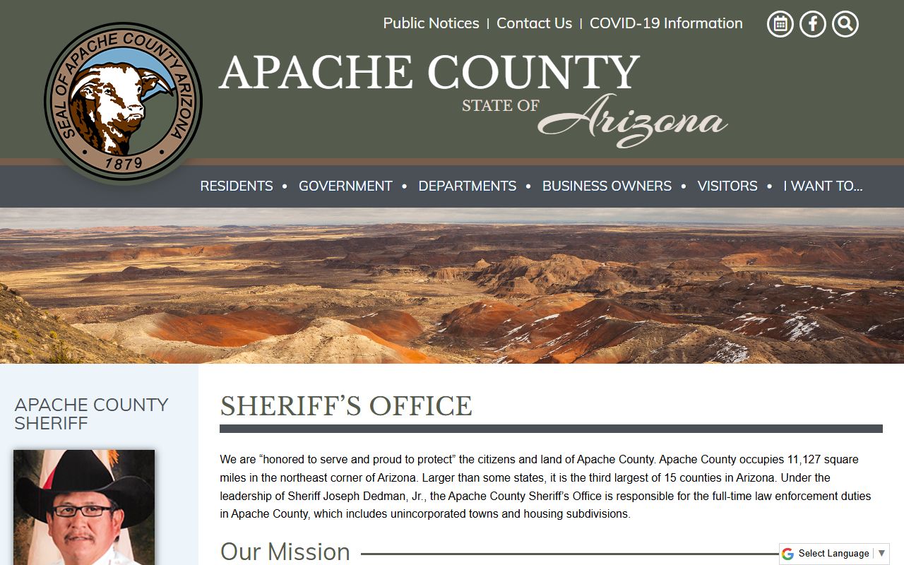 Apache County Sheriff's Office main page